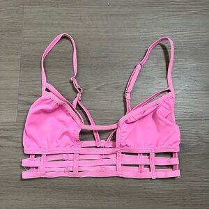 Pink Strappy Cage Bra